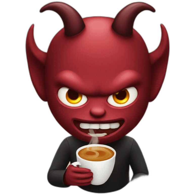 Devil with cup of coffee emoji