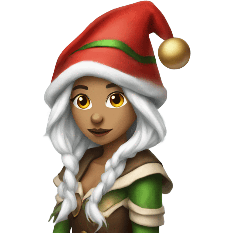 rogue female elf fantasy wearing santa hat emoji