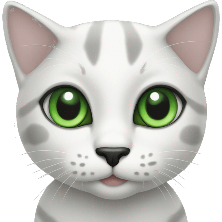 cat make up whit black and withe skin and green eyes emoji