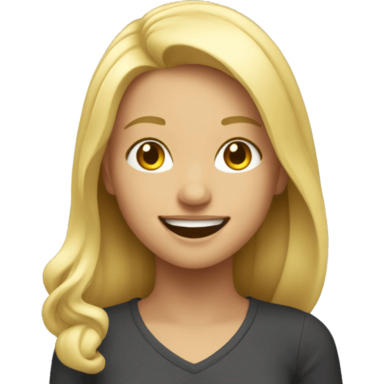 smiling blonde girl indoors emoji