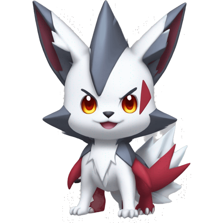 Cool Edgy Cute Chibi Shiny Zangoose-Zoroark-Fakemon-Pokémon Full Body Detailed High Quality emoji