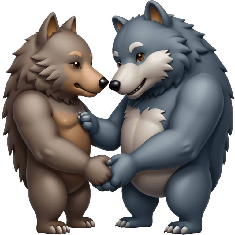 Wolf and Bear shake hands emoji