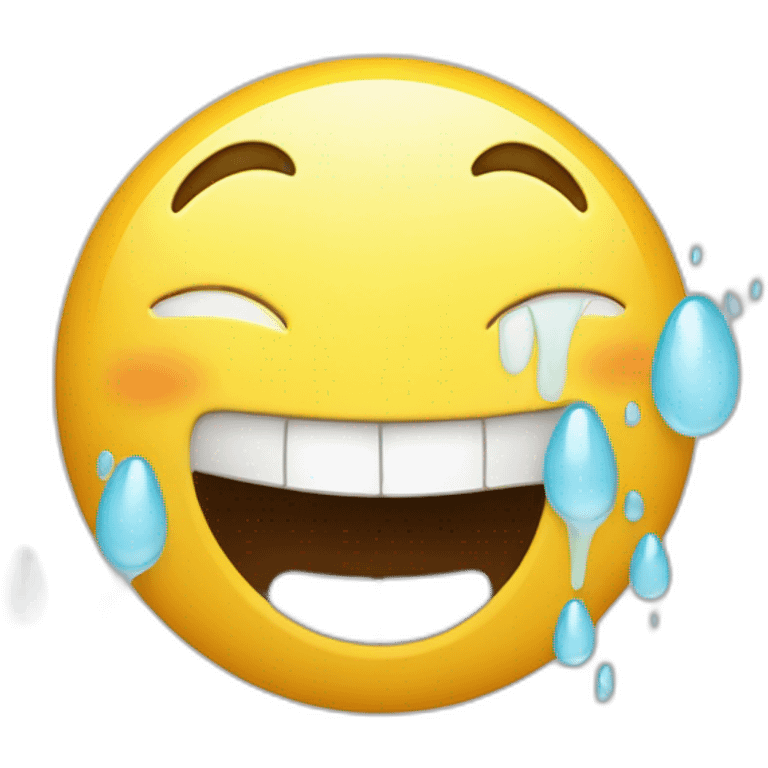 Create a vividly laughing emoji face with animated tears, in a laughter bubble." emoji