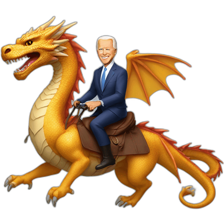 Joe Biden riding dragon emoji