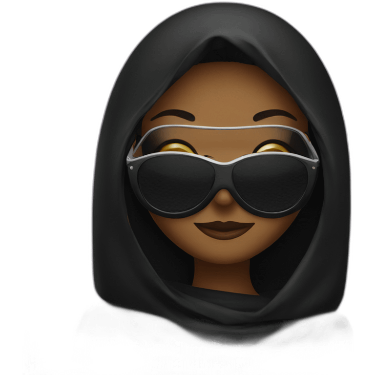 black veiled woman with mask and sunglass emoji