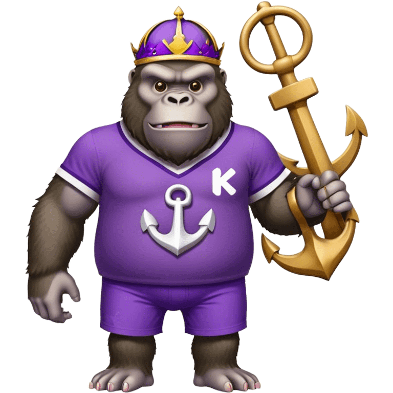 king kong wearing dockers jersey white and purple anchor emoji