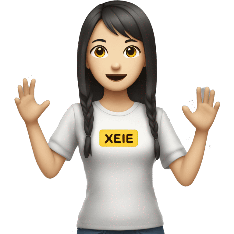 chinese girl saying with sign saying "xiexie" emoji