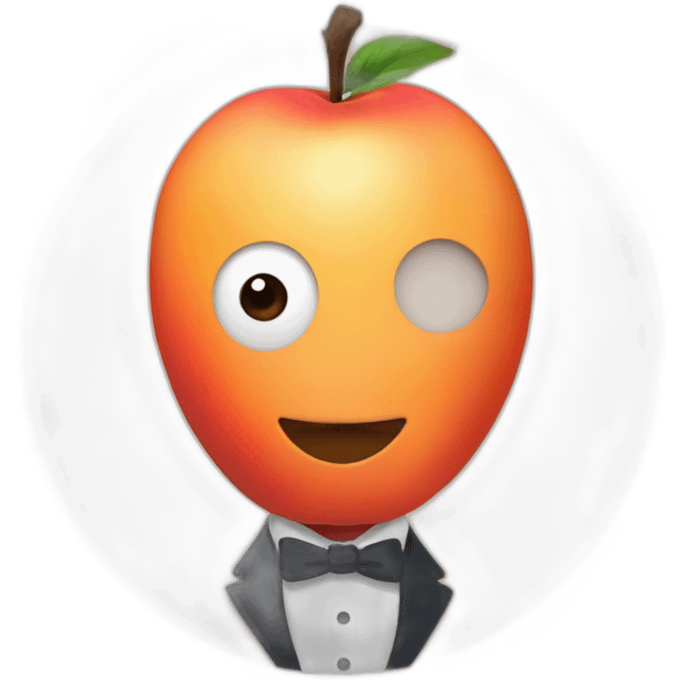 macron behind a peach emoji