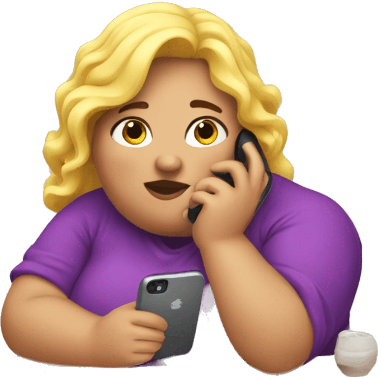 Fat girl using phone emoji