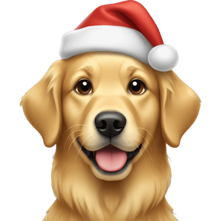 golden retriever with christmas hat  emoji