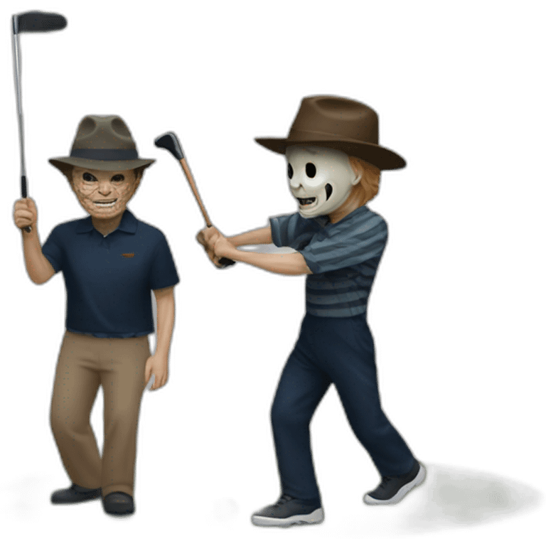 Freddy Kruger  and Michael Myers playing golf emoji