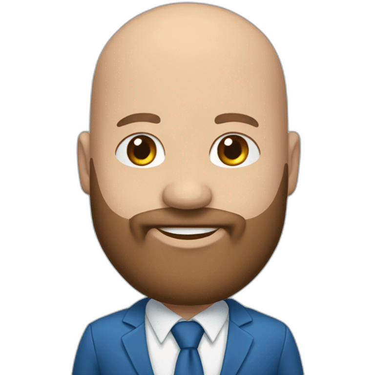 blue eyes bald fat smiling man with a long brown beard in a blue suit emoji