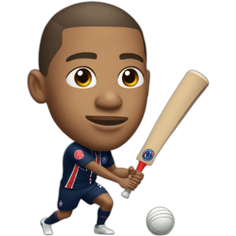 Mbappe playing cricket in PSG jersey  emoji