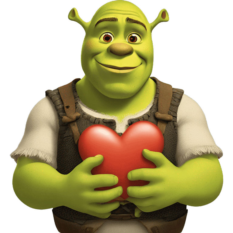 shrek shows a heart with his hands emoji