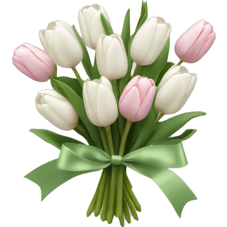 White tulips bouquet with light pink bow  emoji