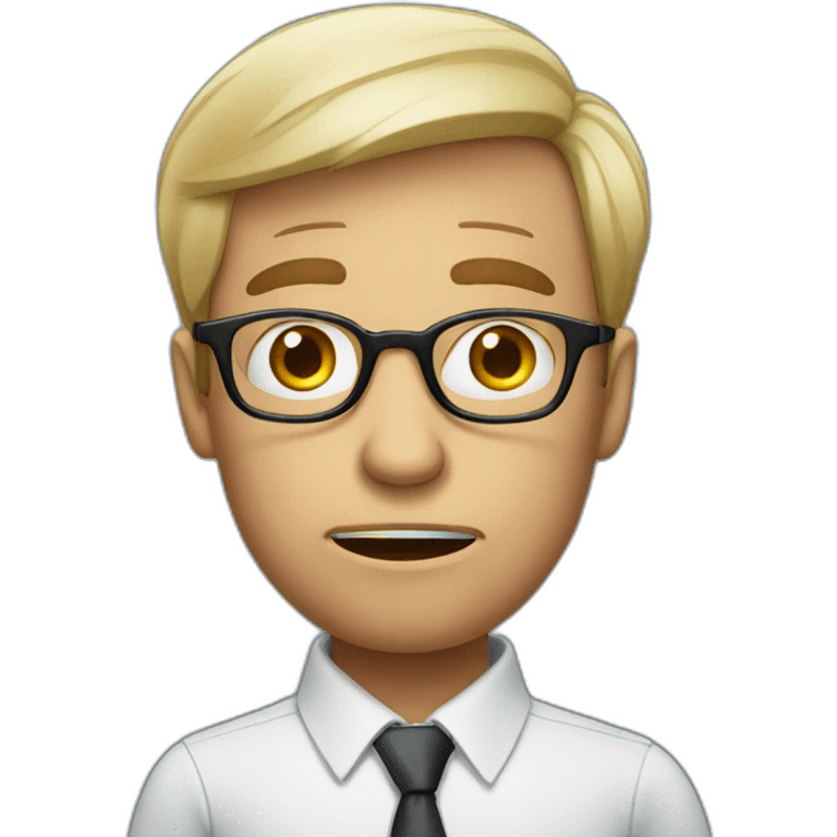 businessman with glasses is afraid, worried emoji