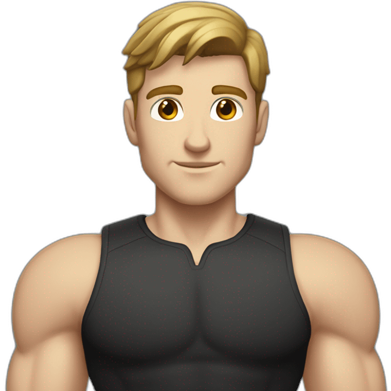 Pale skinned Fit Man With the biceps and brown hair in black shirt and gray shorts emoji