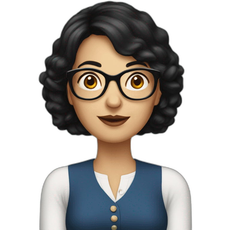 50 year old french women with black hair and rond glasses emoji