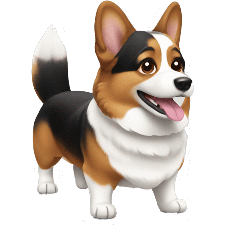 black white and brown corgi  emoji