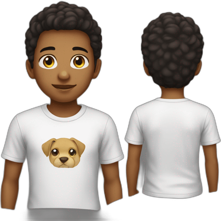 A young boy with the name „darian“ on his shirt emoji