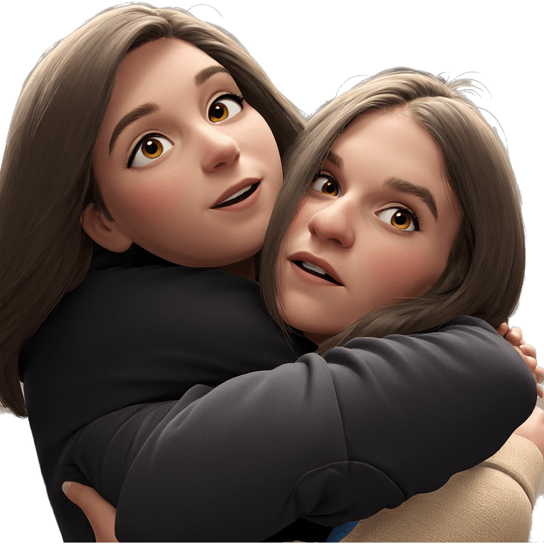 girls sharing a warm hug emoji