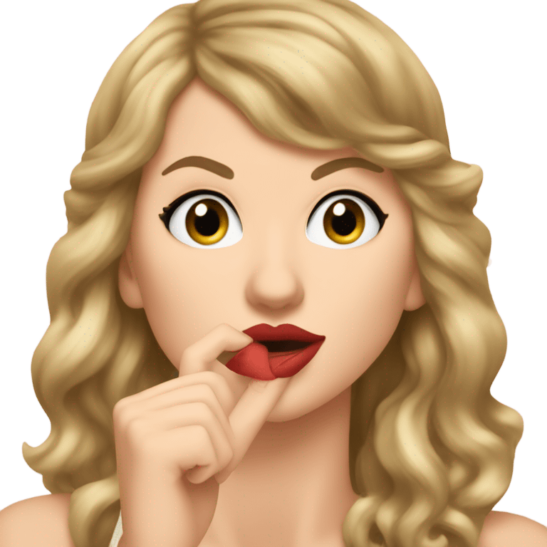 Taylor Swift doing the shh gesture emoji