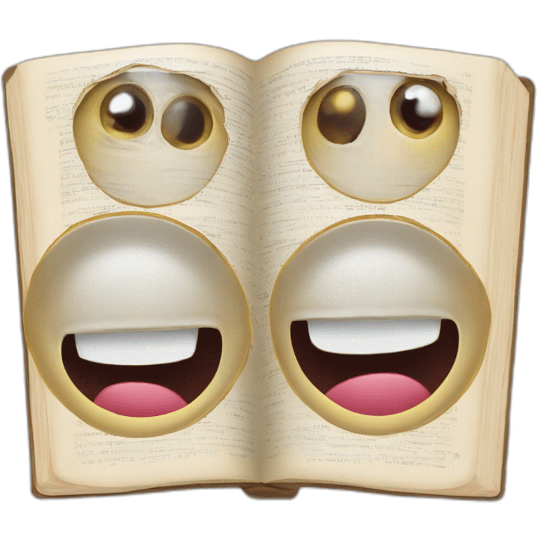 Libro interactivo digital con carita ojos y boca sonriente emoji