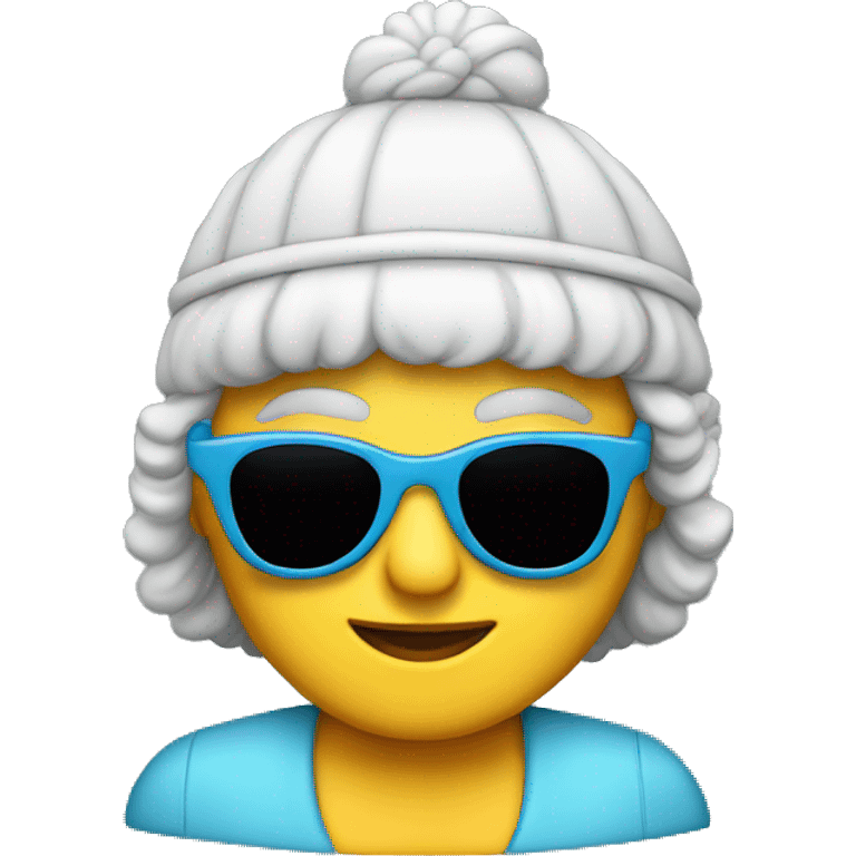 Granny with sunglasses and jockey cap emoji