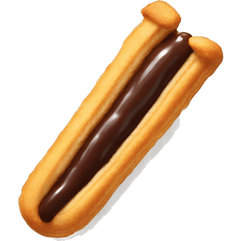 Churro with chocolate dipped tip emoji