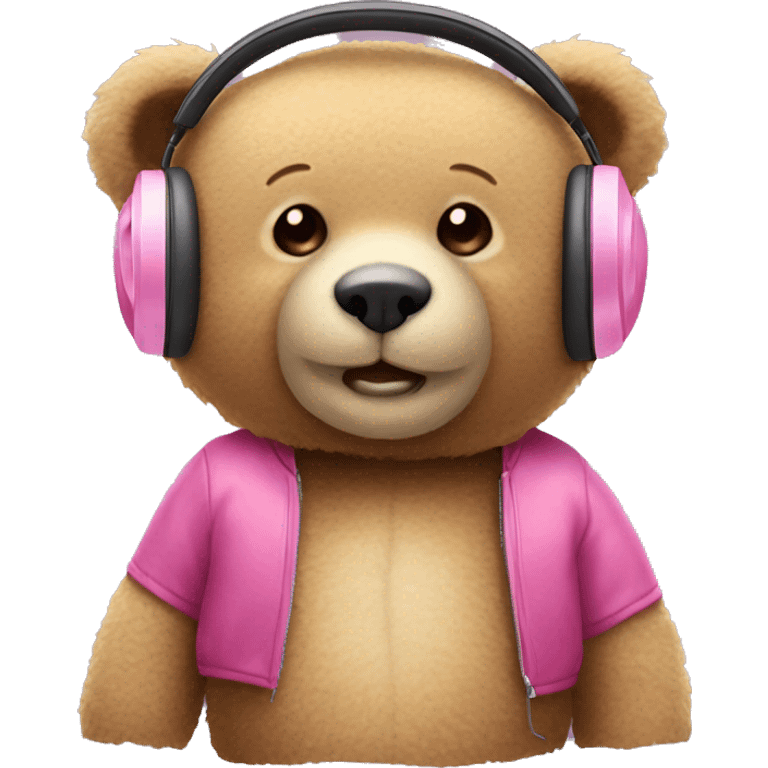 teddy bear with pink headphones emoji