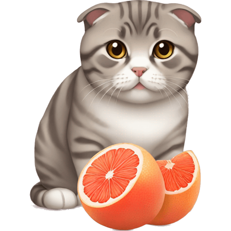 Scottish fold with grapefruit emoji