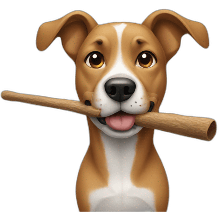 Dog with a stick in his mouth emoji