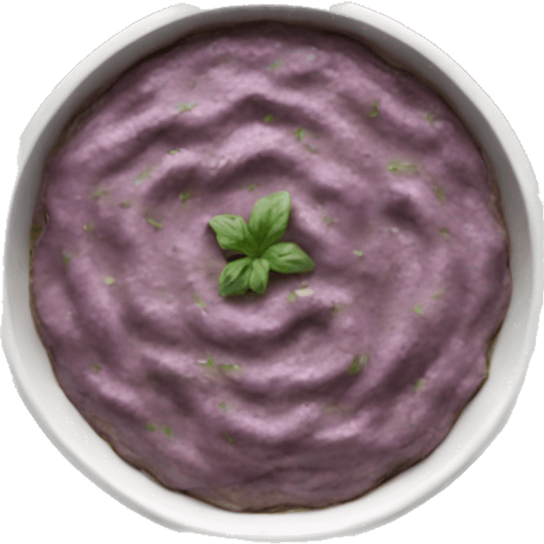 Eggplant dip in a circular dish emoji