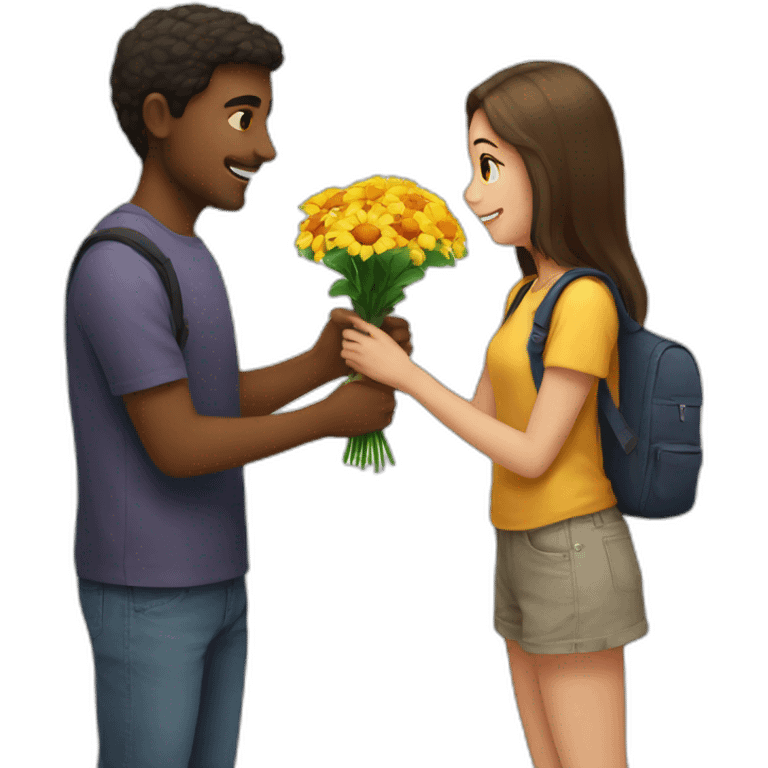 Guy giving flower to a girl  emoji