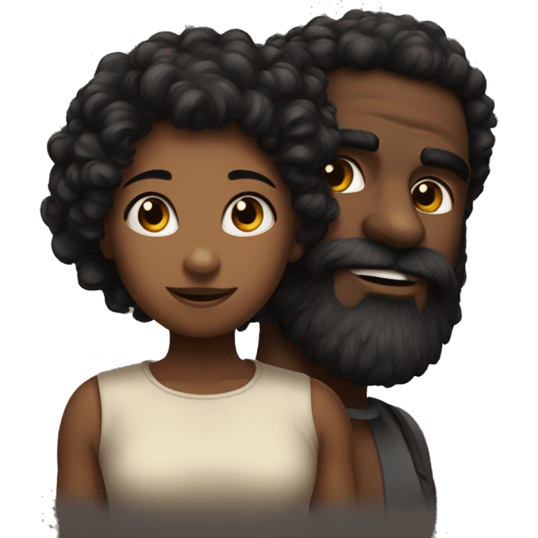 A beautiful dark hairy girl with a strong dark hairy man  emoji