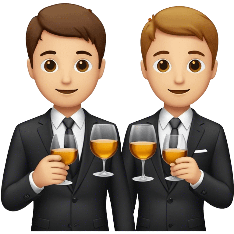 A 3 friends wearing suit and tie while drinking a sherry wine emoji