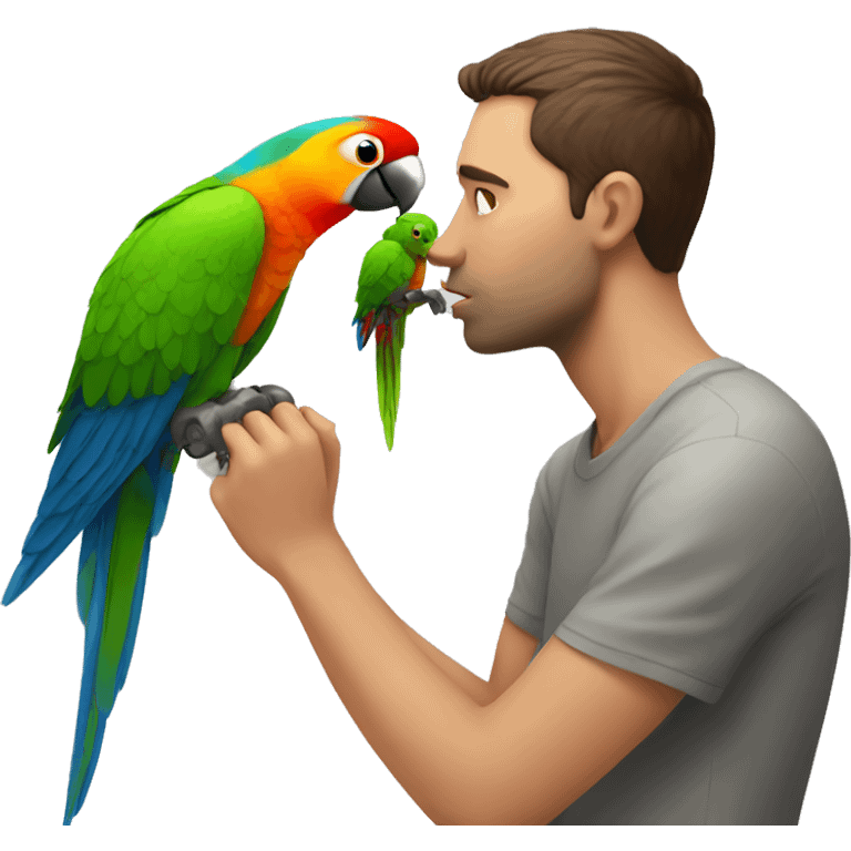 Male emoji sniffing a parrot  emoji