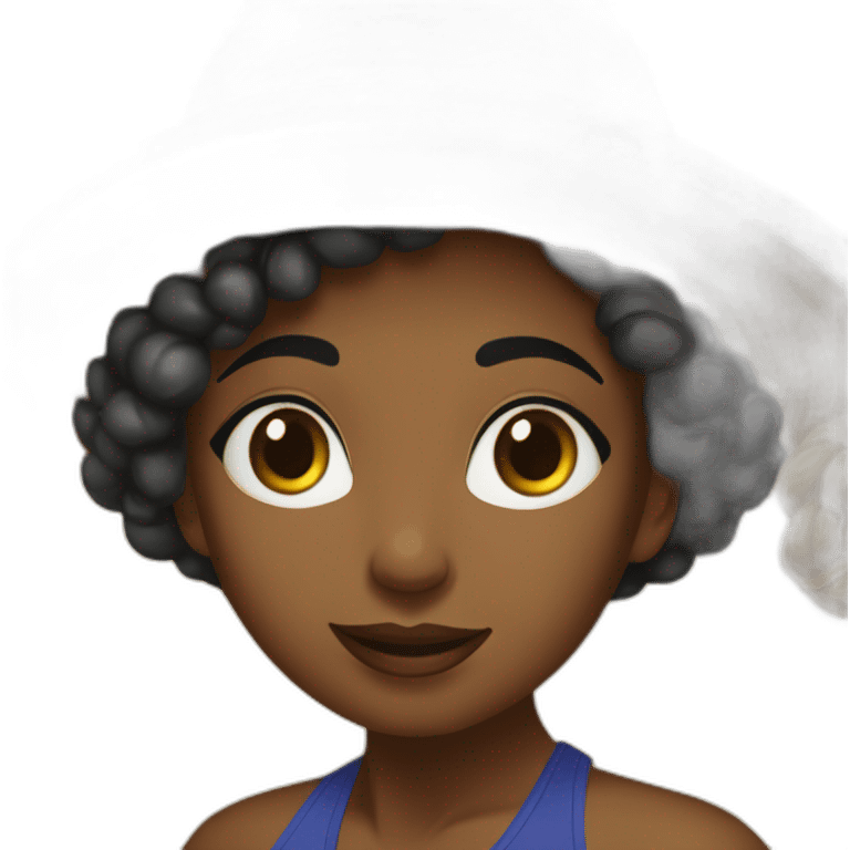 Une belle femme noire au bord de la plage  emoji