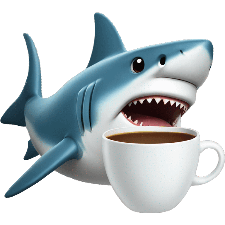 shark holding coffee emoji