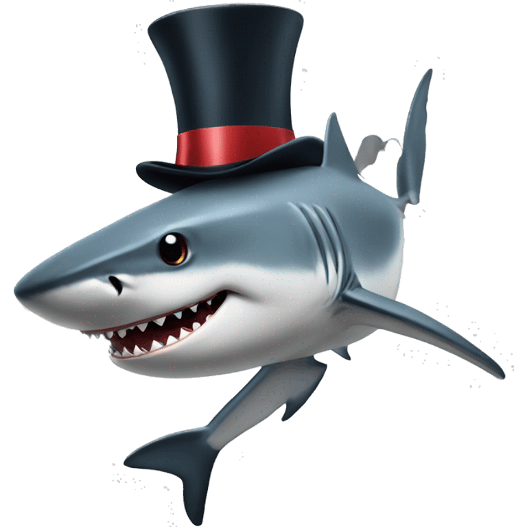 Shark with a top hat emoji