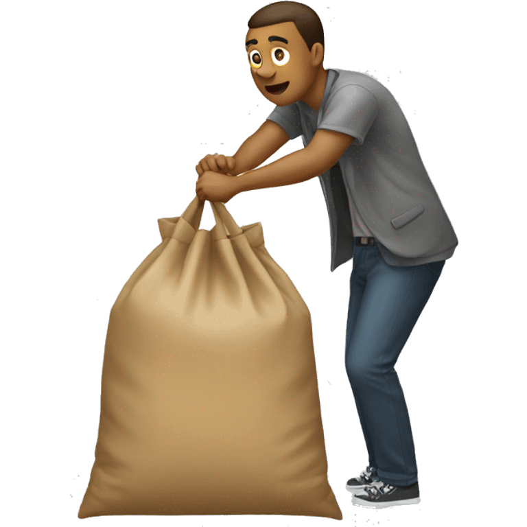 A man reaching into a bag emoji