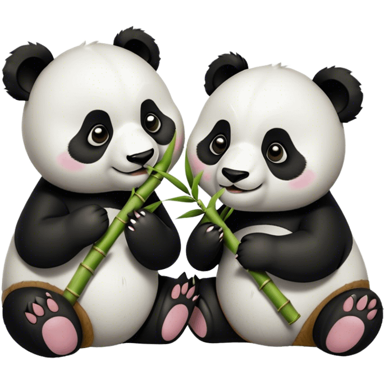 Two pandas eating emoji