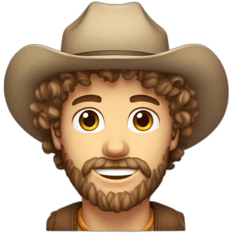 Cameron hardin curly messy hair and beard Caucasian with cowboy hat emoji