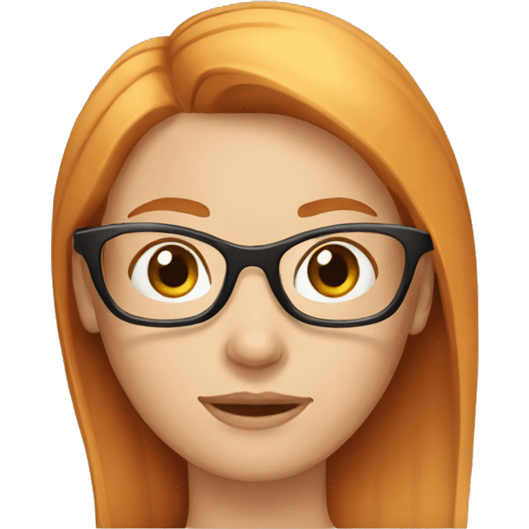 Woman ginger head, streight hair, with glasses emoji