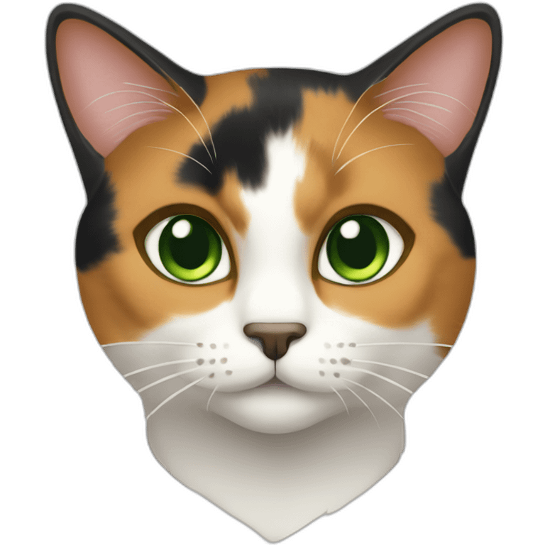 calico cat, green eyes emoji