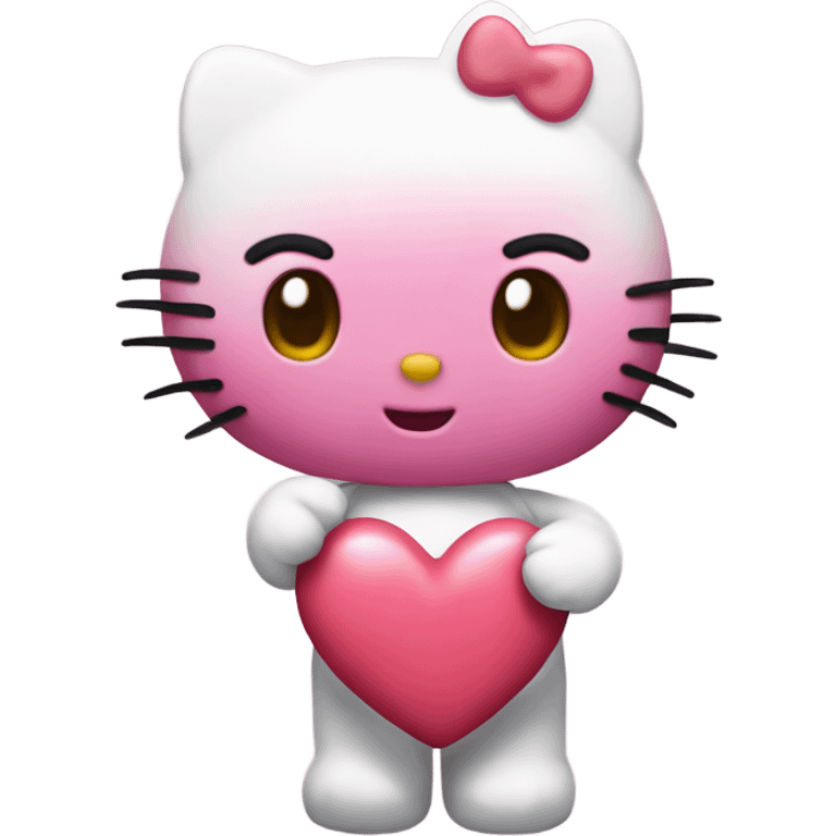 hello kitty with heart emoji