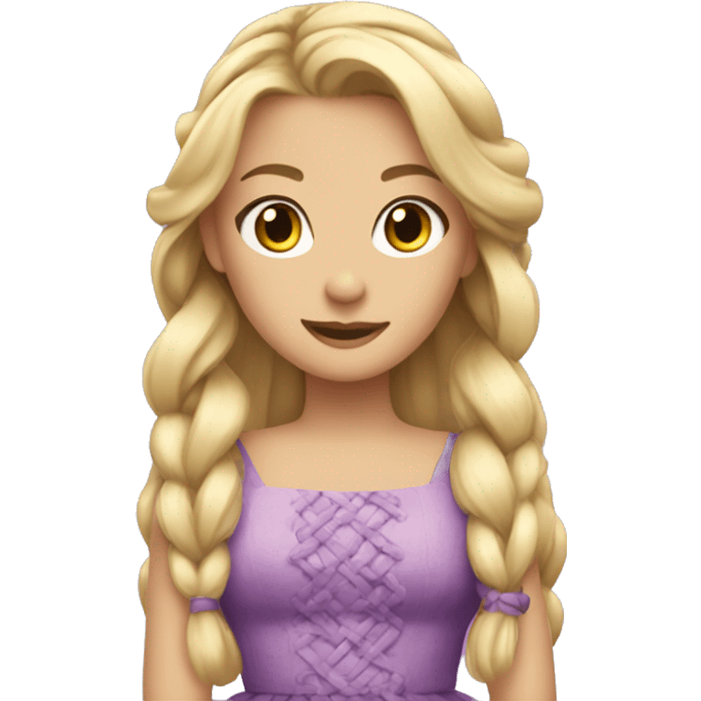 Purple dress, long blonde hair in a braid with flowers princess emoji