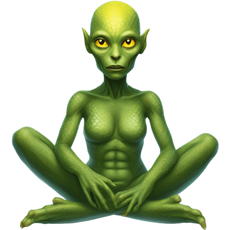 a Reptilian alien woman,in meditation emoji