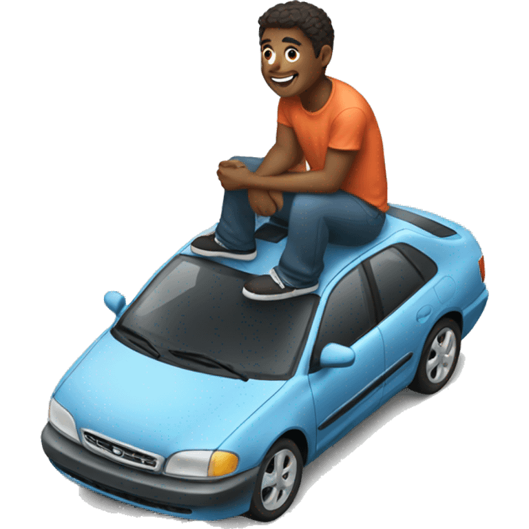 man sitting on top of car emoji