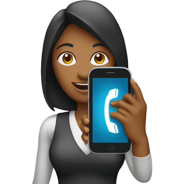 woman showing big phone emoji